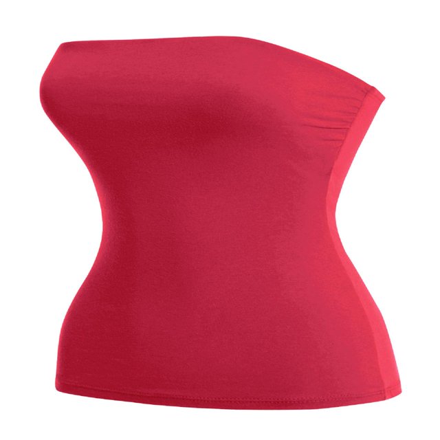 CHUANK Women‘s 2-Pack Basic Solid Stretchy Cotton Long Bandeau Tube Top