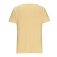 thumbnail image 4 of Plebaso Hauts d'Été pour Femmes Col Rond Manches Courtes T-Shirts Ajourés Décontractés Chemisiers à Boutons P-5TG, 4 of 5