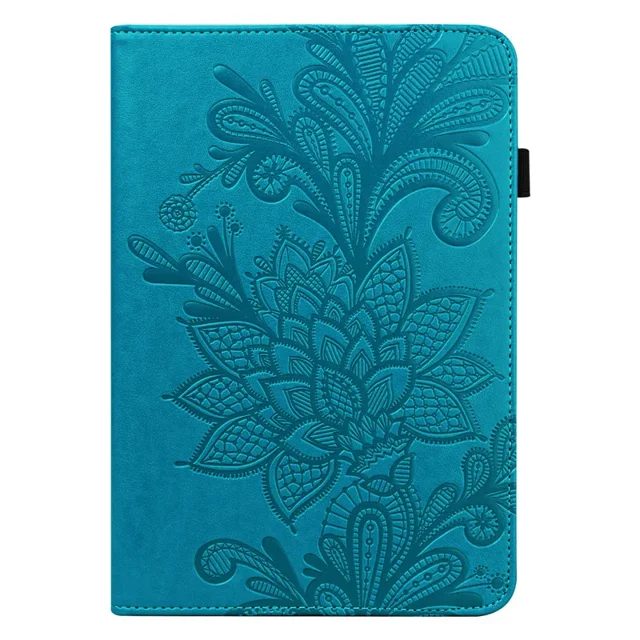 Tablet Coque For Samsung Tab A8 Case SM-X200 X205 X207 Emboss Flower Leather Wallet Flip Cover For Galaxy Tab A8 A 8 A 9 A9 Plus blue-flower A8 2021 SM-X200 X205