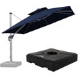 thumbnail image 1 of PURPLE LEAF Parasol de Patio Carré de Luxe 10 Pi avec Base, Grand Parasol Déporté à Mât Décentré avec Rotation à 360°, Bleu Marine, 1 of 14
