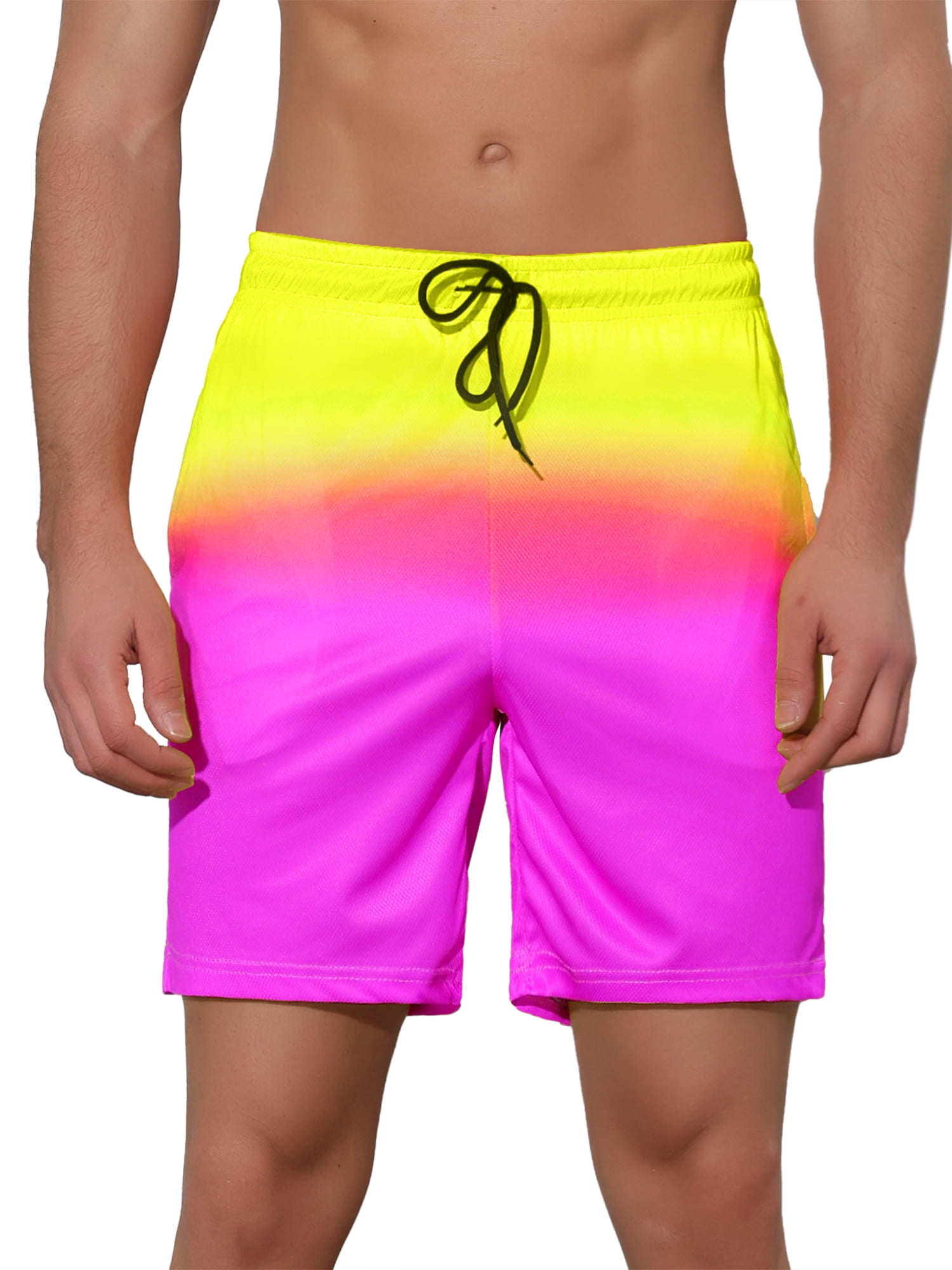 Shorts de Plage à Cordon de Serrage pour Hommes Jaune 32
