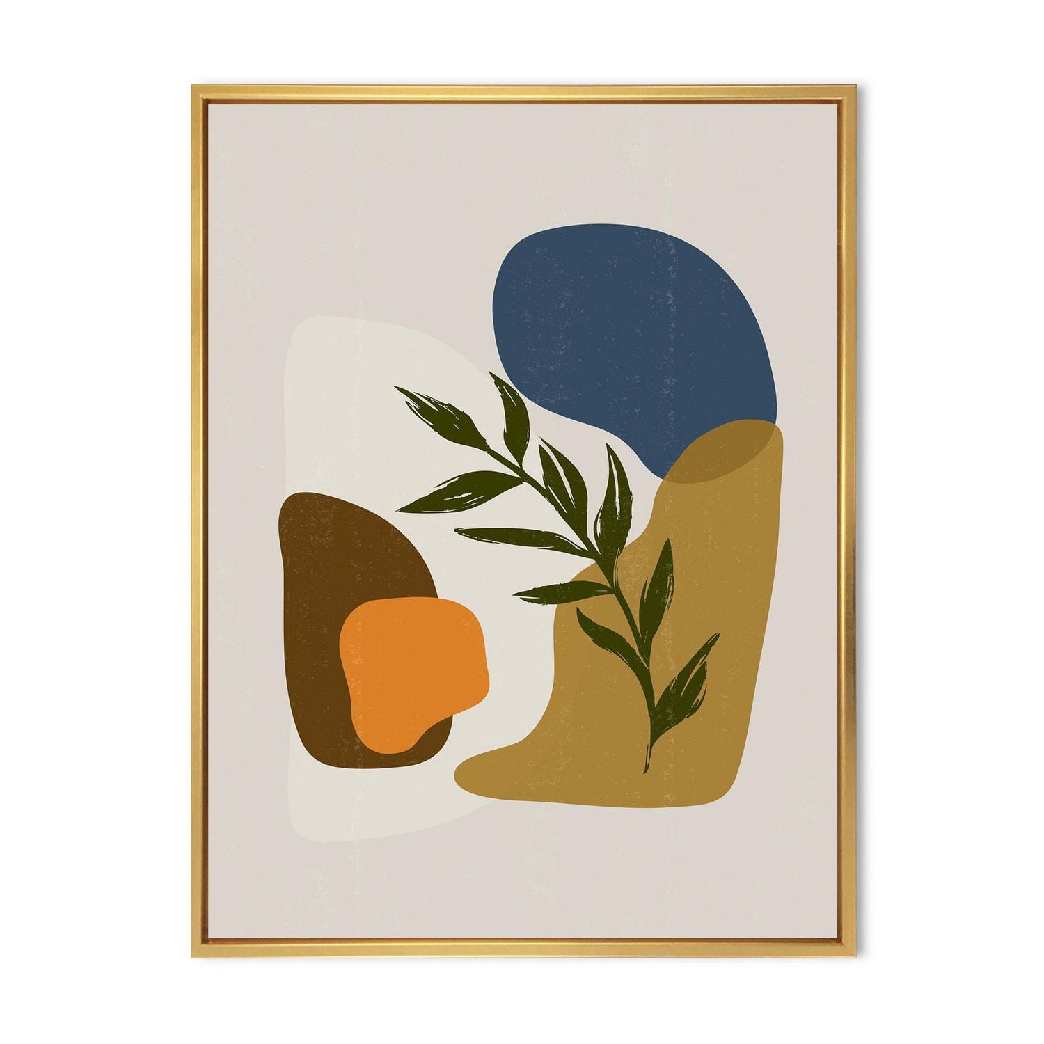 Designart Formes minimalistes botaniques avec feuille verte ART MURAL À CADRE FLOTT