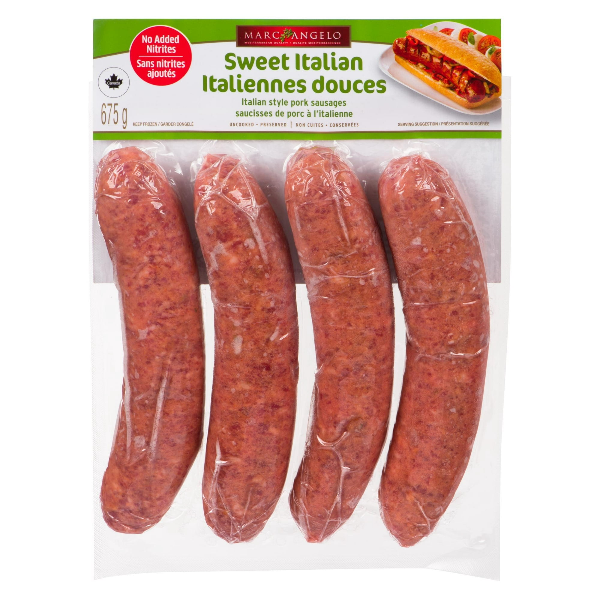 Marcangelo Saucisses de Porc à l'Italienne Douces 675 g