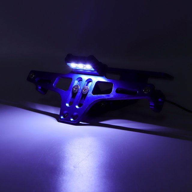 License Plate Holder, Motorcycle License Plate Holder Bracket, Adjustable Telescopic Aluminum Alloy with LED Light