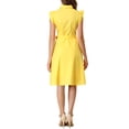 thumbnail image 3 of INSPIRE CHIC Robe-Chemise pour Femme Manches Cap Pointes Col à Pointes Taille à Nouer Boutons Mi-Longues Jaune TP, 3 of 7