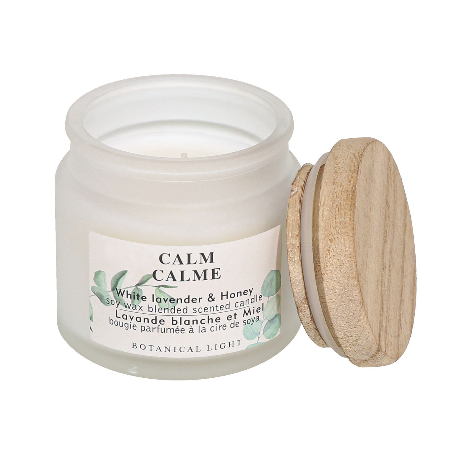 Lumière botanique 2.4OZ lavande blanche et miel cire de soja mélangé bougie parfumée,1 mèche de coton