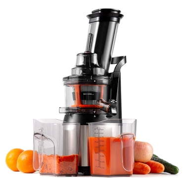 Ventray Extracteur à Froid Lent, Presse-Agrumes à Mastication, Extracteur et Presse-Jus pour Fruits et Légumes, Sans BPA, Facile à Nettoyer avec Brosse - Noir