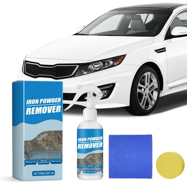 Car Iron Powder Rust Remover Spray, Deep Penetrating Rust Dissolver, Quick Cleaner for Auto Body Metal Parts, Effective Vehicle Surface Rust Removal, Automotive Detailing Cleaner for Wheels and Paint