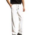 thumbnail image 1 of Pisexur Sweatpants for Men High-end Fabric Work Pants for Men Solid Color Drawstring Elastic Waistband Straight Leg Pants White,M, 1 of 8