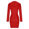 thumbnail image 3 of AherBiu Robe de Sport pour Femmes à Manches Longues, Demi-Fermeture Éclair, Col en V, à Capuche, Ajustée, Décontractée, Mini, 3 of 6