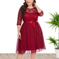 thumbnail image 1 of Robes pour Femmes 2024 Mode pour Femmes Aguichant Été Col Rond Manches Courtes Dentelle Mousseline Grande Taille Robe de Soirée en Liquidation, 1 of 9