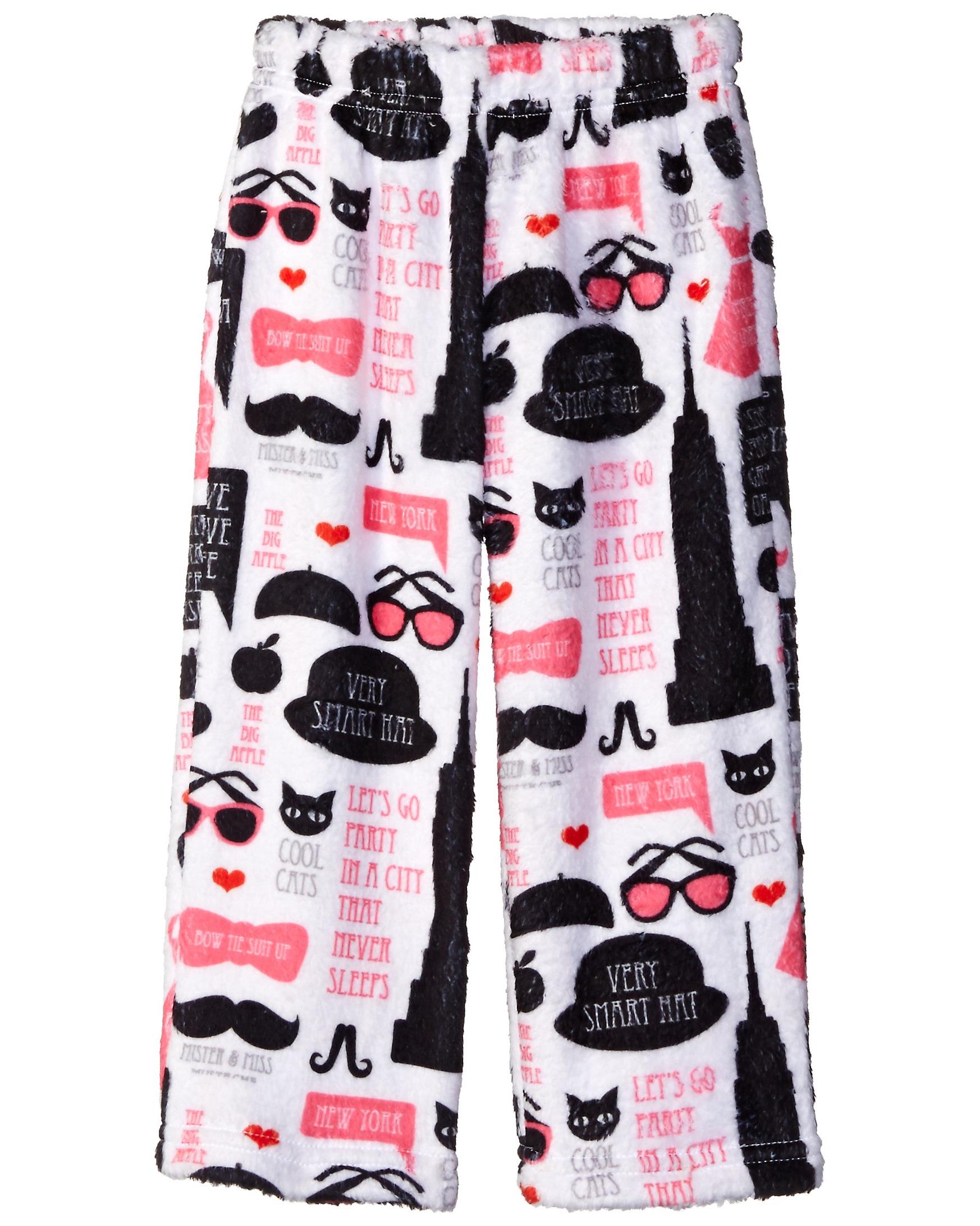 Up Past 8 Girls' Pajama Pants Fuzzy Plush Sleepwear Fun Pants