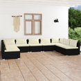 thumbnail image 1 of vidaXL 9 Piece Garden Lounge Set with Cushions Poly Rattan Black, 1 of 4