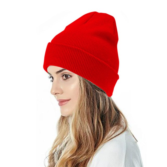 Jusqu'à 10 $ Bérets Rouges Unisexe Bonnet Tricoté Automne et Hiver Couple Simple Bonnet à Enfiler