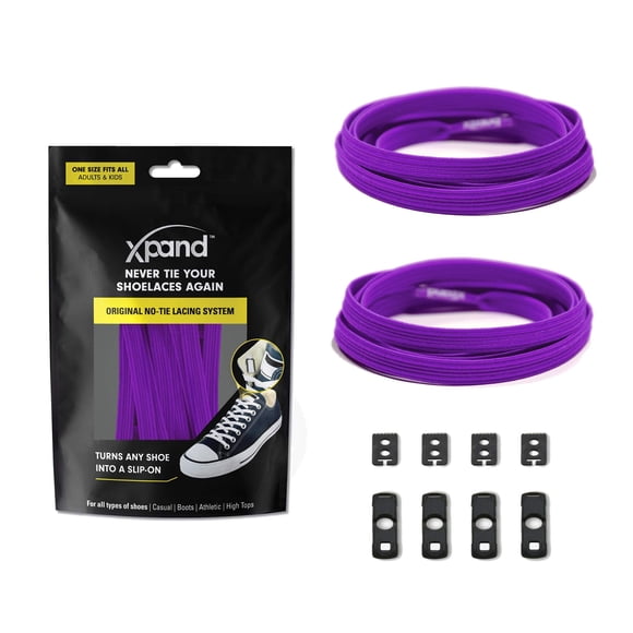 Xpand Système de Lacets Sans Nœud avec Lacets Élastiques - Taille Unique Convient à Toutes les Chaussures pour Adultes et Enfants - Violet