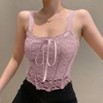thumbnail image 1 of LSLJS Débardeurs à Bretelles Spaghetti pour Femmes Mode Femmes Camisoles Ajourées à Col Rond Gilet Dames Uni Ajusté Court Hauts, 1 of 5