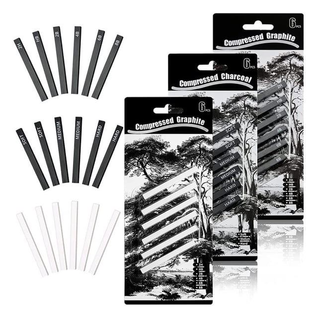 Maoww 18pcs Graphite Sticks Charcoal Sticks Drawing Pencils Set Compressed Graphite for DIY Crafts Sketching Artists