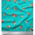 thumbnail image 1 of Soimoi Green Poly Georgette Fabric Leaves & Peony Floral Decor Fabric Printed Yard 42 Inch Wide, 1 of 5