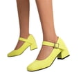 thumbnail image 3 of Kcodviy Chaussures en Cuir Unies pour Femmes Talons Hauts Boucle Bout Rond Talons Épais pour Femme Chaussures à Talons Hauts, 3 of 8