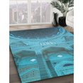 thumbnail image 3 of Ahgly Company Tapis d'Intérieur Lavable en Machine Carré Turquoise Bleu Vif, 8 Pieds Carré, 3 of 7