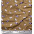 thumbnail image 2 of Soimoi Brown Rayon Fabric Anchor Hook & Small Country Flag Decor Fabric Printed Yard 42 Inch Wide, 2 of 3