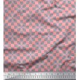 thumbnail image 1 of Soimoi Pink Georgette Viscose Fabric Square & Triangle Geometric Printed Craft Fabric by the Yard 42 Inch Wide, 1 of 3
