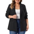 thumbnail image 1 of Agnes Orinda Blazer de Bureau pour Femme Grande Taille d'Automne, à Revers Cranté, Boutonné, 4X Noir, 1 of 6