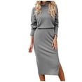 thumbnail image 2 of Yuyuzo Womens Ribbed 2 Piece Sets Turtleneck Long Sleeve Tops with Midi Skirts Slim Fitted Solid Color Suits, 2 of 7