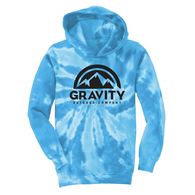 GOC Mountain Water-Based Mens Tie-Dye Pullover Hoodie - Turquoise - Small