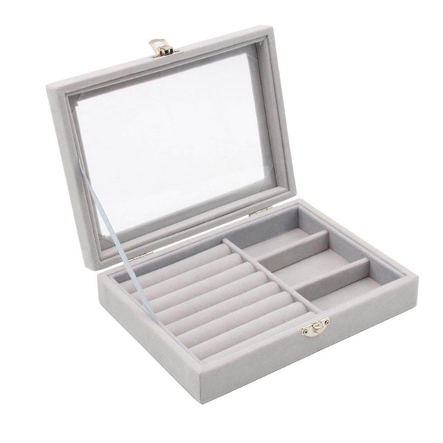 Jewelry Organizer Box Gift Large Organizer Box Large Capacity Capacity for Earring Birthdays Wedding Gray