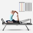 thumbnail image 1 of Soges Foldable Pilates Reformer Machine for Home Use, Portable Pilates Reformer Machine with Springs & colorful Elastic Cords Pilates Equipment for All Level Users, Up to 330lbs, Black&Silver, 1 of 9