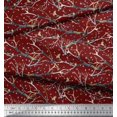 thumbnail image 2 of Soimoi Red Rayon Fabric Branch,Dot & American Robin Bird Print Fabric by The Yard 42 Inch Wide, 2 of 3