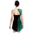 thumbnail image 3 of TiaoBug Womens Sparkly Rhinestones Dress Gymnastics Leotards Sleeveless Sheer Mesh Patchwork Skirted Leotard Green M, 3 of 7