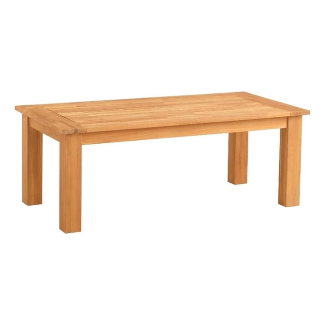 Linon Barlow Solid Teak Outdoor 18" High Coffee Table in Natural Oil Finish