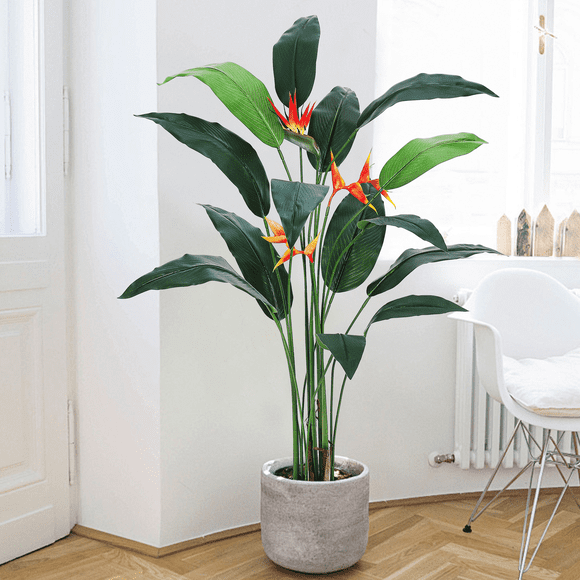 Artificial Bird of Paradise Plant,Indoor Outdoor Modern Decor Low-Maintenance Faux Tropical Tree,Easy Assembly,Greenery for Home or Office, Ideal Housewarming Gift