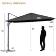 thumbnail image 3 of Costway Parasol Déporté de Patio 10 X 10 Pi en Aluminium, Rotation 360°, Inclinaison, Gris, 3 of 10
