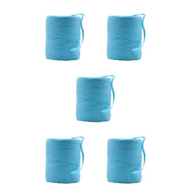 mmirethe Fiber Sturdy And Durable Raffia Rope Yarn For DIY Crafts Not Easy To Fade Natural Paper Ribbon acid blue 5Set