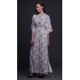thumbnail image 3 of Bimba Robe Longue pour Femmes en Rayonne à Feuilles/rayures et Rayures de Fleurs Rouges, Style Bohème, Plage, Cocktail, Fête, Maxi, Fendue - XX-Grand Bleu Lavande, 3 of 6