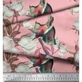 thumbnail image 3 of Soimoi Pink Poly Georgette Fabric Floral & Bird Printed Craft Fabric by the Yard 52 Inch Wide, 3 of 3