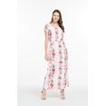 thumbnail image 5 of Robe Maxi Simple Hawaïenne pour Femme à Manches Cap Luau m Rose Blanc Hibiscus, 5 of 5