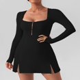 thumbnail image 4 of Robe de Soirée à Manches Longues pour Femmes avec Ourlet Fendu et Col en U, 4 of 7