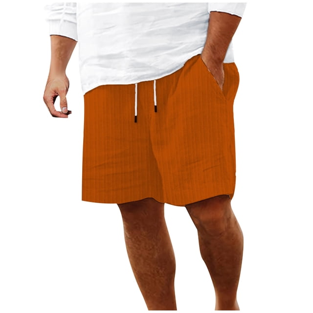 Plebaso Mens Shorts Summer Beach Shorts with Drawstring Solid Color Lightweight Vacation Pocket Shorts