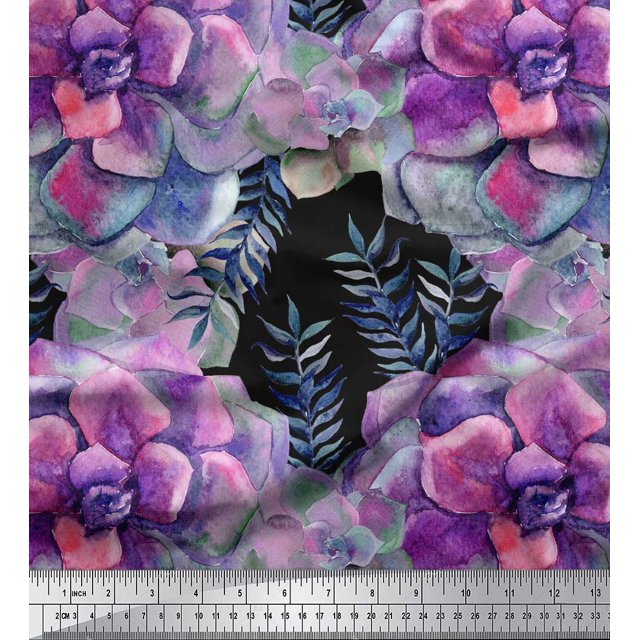 Soimoi Blue Moss Georgette Fabric Line Geometric Print Fabric by the Yard 42 Inch Wide