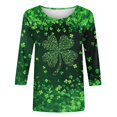 thumbnail image 5 of Mceream Manches 3/4 St Patricks Day Shirt Hauts pour Femmes Printemps Col Rond T-Shirts Décontractés Blouses à Imprimé Floral T-Shirts Graphiques Tenues d'Été Hauts Bohèmes Grande Taille Chemises à Imprimé Trèfle S, 5 of 5