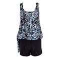 thumbnail image 1 of UPPADA Womens Plus Size Two Piece Tankini Swimsuits Twist Front High Waist V Neck Swimwear Floral Tummy Control Modest Bathing Suits with Bottom Womens Swim Top Black ,S, 1 of 5