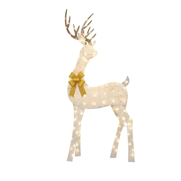 Holiday Time 60" Lighted Glittering Thread Buck Outdoor Decor, with 120 Warm White LED Lights