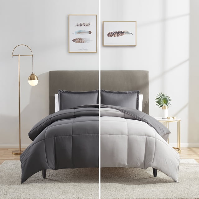 Nestl Ensemble de Couette Réversible, Ensemble de Couette Grand/double, Argent/gris