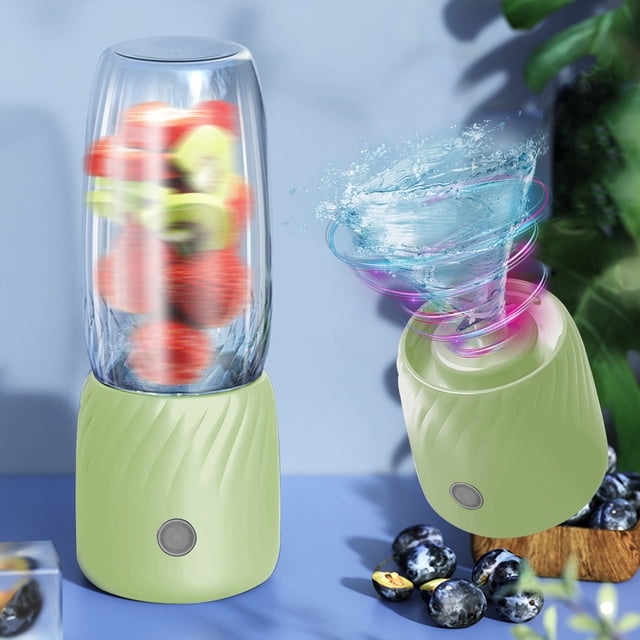 XYAIYT Portable USB Rechargeable Juicer with 6 Stainless Steel Blades Shakes Fresh Juices,Compact Design for Travel,Sports Outdoors,Easy to Clean and Operate(Green)