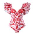 thumbnail image 3 of Birdeem Maillot de Bain une Pièce pour Femmes, Bikini Ajusté Rétro à Imprimé Floral, Aguichant, avec Robe, 3 of 9