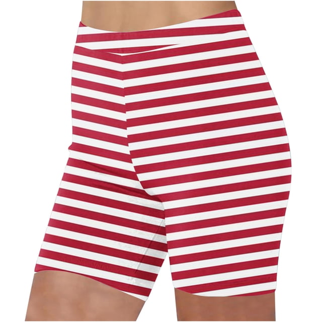 Plebaso Shorts pour Femmes 2025 Imprimé Rayé Shorts de Plage Taille Haute Mode Leggings Courts